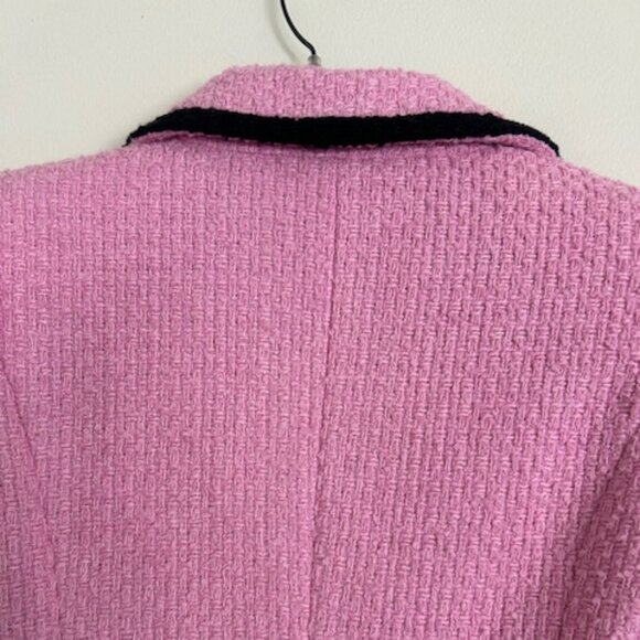 Anthropologie Avec Les Filles Contrast Pink Tweed Jewel Lined Blazer NWT - Picture 13 of 16